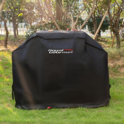 Image showing  58 in. Water Resistant Grill Cover with Hook and Loop Fastener Straps, Black, CR5845