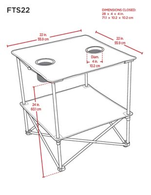 Image showing  22 in. Square Compact Folding Beach Table