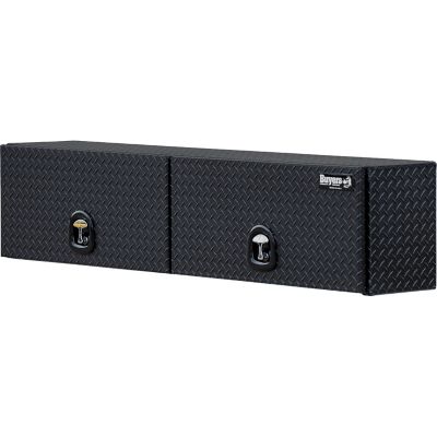 Image showing  16 x 13 x 72in. Matte Black Diamond Tread Aluminum Topsider Truck Box with Flip-Up Doors