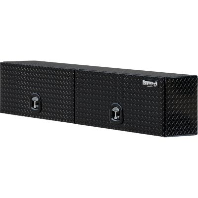 Image showing 9 th Buyers Products 18 x 16 x 72in. Gloss Black Diamond Tread Aluminum Topsider Truck Box with Flip-Up Doors