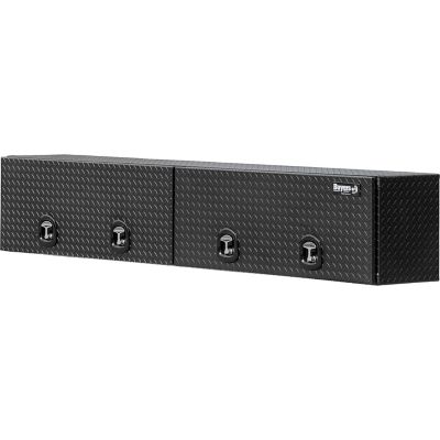 Image showing  16 x 13 x 96in. Matte Black Diamond Tread Aluminum Topsider Truck Box with Flip-Up Doors