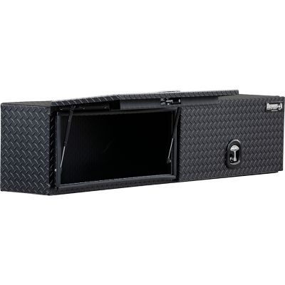 Image showing  Matte Black Diamond Tread Aluminum Topsider Truck Box with Flip-Up Doors, 18 x 16 x 90in.