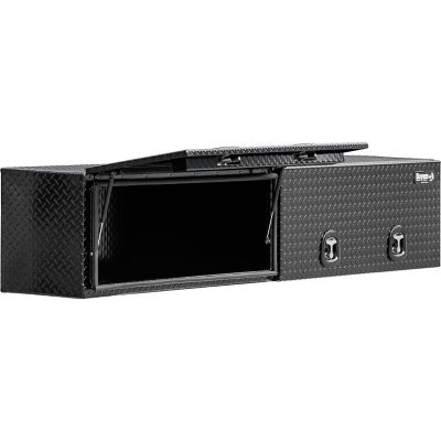 Image showing  18 x 16 x 96in. Black Diamond Tread Aluminum Topsider Truck Box with Flip-Up Doors