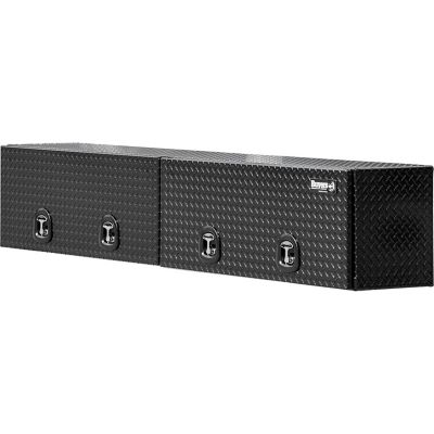 Image showing  18 x 16 x 96in. Black Diamond Tread Aluminum Topsider Truck Box with Flip-Up Doors