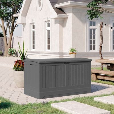 Suncast Extra Large Resin Lockable Deck Box In Dark Gray