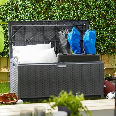 Image showing  73 gal. Medium Resin Wicker Indoor/Outdoor Storage Box