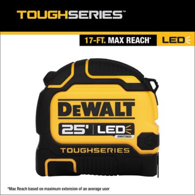 DEWALT 25 ft. x 1-1/4 in. ToughSystem LED Lighted Tape Measure