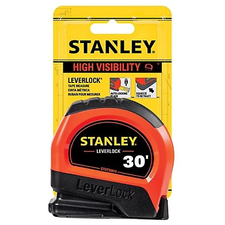 Stanley STHT30819S Leverlock Hi-Vis 1 in. x 30 ft Measuring Tape