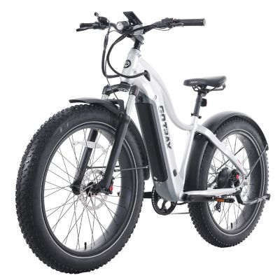 GOTRAX Tundra Step Over Electric Bike, 26 in. Tires, Silver