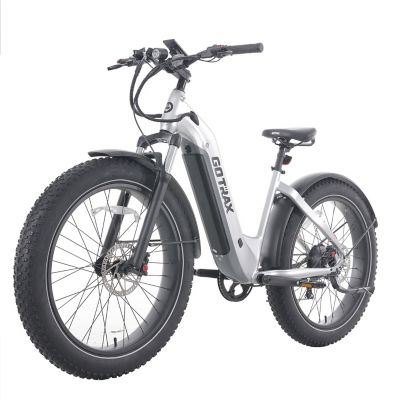 GOTRAX Tundra Step Thru Electric Bike, 26 in. Tires, Silver