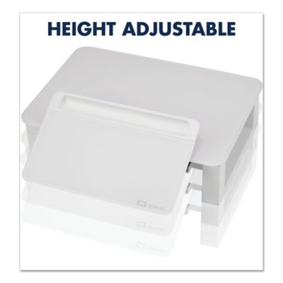 Quartet Glass Monitor Riser With Dry-Erase Board – Adjustable Height, Holds 100 Lbs, Includes Tray & Marker