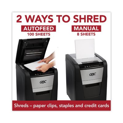 Image showing 6 th GBC AutoFeed+ 100X Super Cross-Cut Home Office Shredder, 100 Auto/8 Manual Sheet Capacity