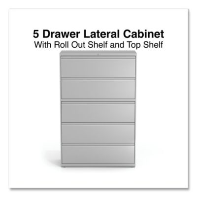 Image showing  Lateral File, 5 Legal/Letter/A4/A5-Size File Drawers, 1 Roll-Out Posting Shelf