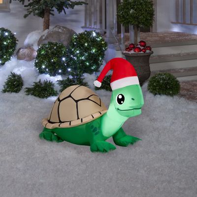 Gemmy 10 in. Airblown Cute Turtle Christmas Decoration