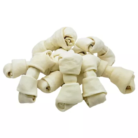 The Treat Shack 4-5 in Premium Knotted Rawhide Bone Dog Treats 10 ct Dog Bones Rawhide & Rawhide Alternative