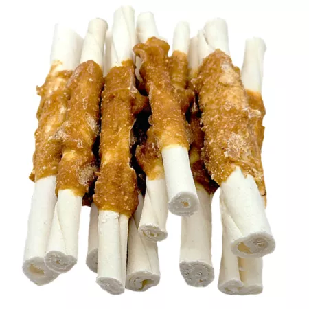 The Treat Shack 5 in Chicken Wrapped Rawhide Dog Treats 50 ct Dog Bones Rawhide & Rawhide Alternative