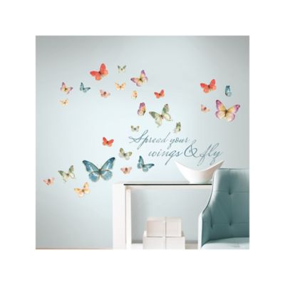 Image showing  Blue & Purple & Green Lisa Audit Butterfly Quote Wall Decals