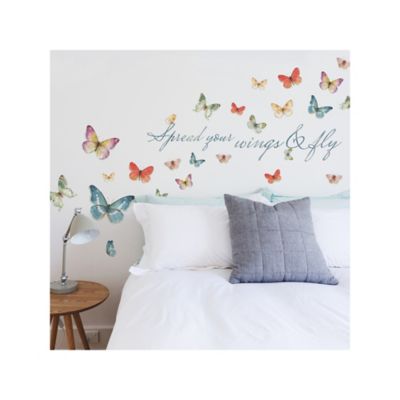 Image showing  Blue & Purple & Green Lisa Audit Butterfly Quote Wall Decals
