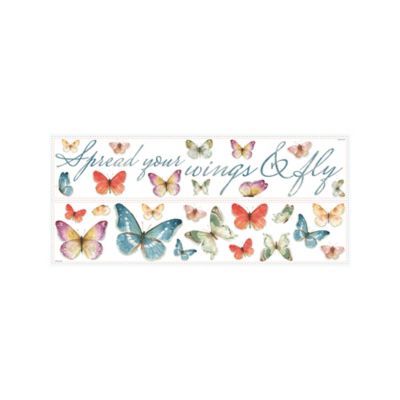 Image showing  Blue & Purple & Green Lisa Audit Butterfly Quote Wall Decals