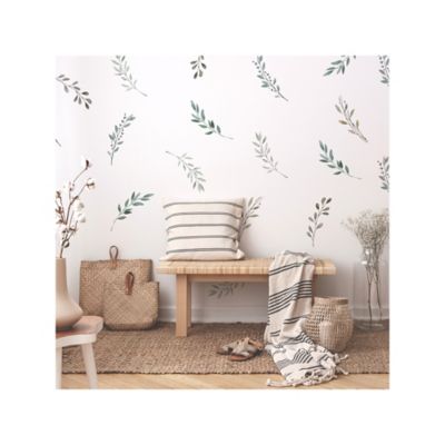 Image showing  Green & Grey Country Leaves Wall Decals