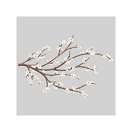 RoomMates Beige White Blossom Branch Giant Wall Decals with Flower Embellishments
