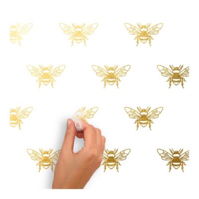 Image showing  Gold Bee Peel & Stick Wall Decals