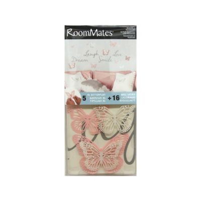 Image showing  Pink Butterfly Dream Wall Decals with 3D Cutout Butterflies