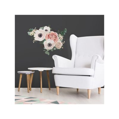 Image showing  White & Pink & Green Fresh Floral Giant Giant Wall Decals