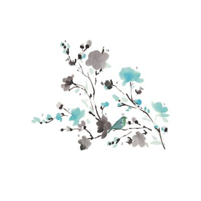RoomMates Blossom Watercolor Bird Branch Wall Decals