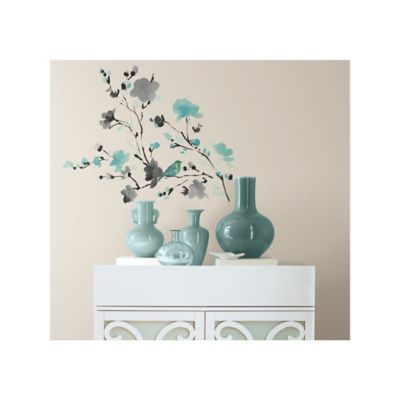 Image showing  Blossom Watercolor Bird Branch Wall Decals