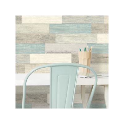 Image showing  Blue Distressed Barn Wood Plank Blue Giant Wall Decals