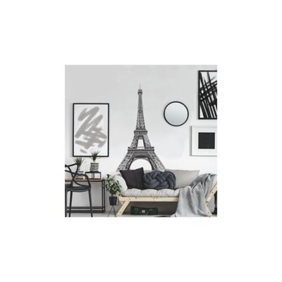 Image showing  Black Eiffel Tower Peel & Stick Giant Wall Decal