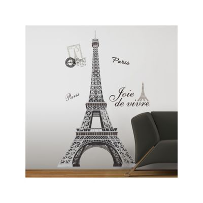 Image showing  Black Eiffel Tower Peel & Stick Giant Wall Decal