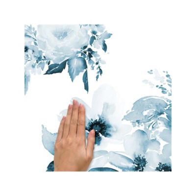 Image showing  Blue Watercolor Floral Giant Wall Decals