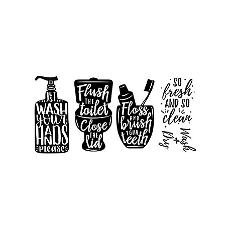 RoomMates Black & White Wash Your Hands Soap Quotes Wall Decals