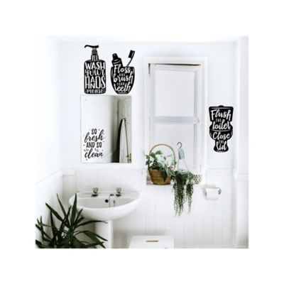 Image showing  Black & White Wash Your Hands Soap Quotes Wall Decals