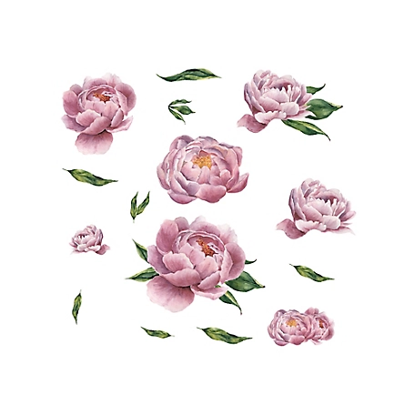 RoomMates Pink Green Large Peony Giant Wall Decals