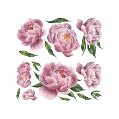 Image showing  Pink Green Large Peony Giant Wall Decals
