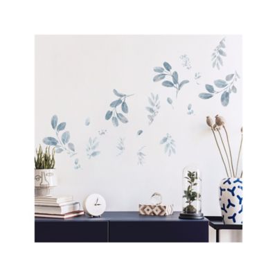 Image showing  Blue Dancing Leaves Wall Decals