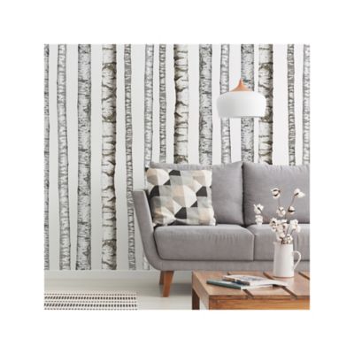Image showing  White & Brown & Tan Realistic Birch Trees Giant Wall Decals