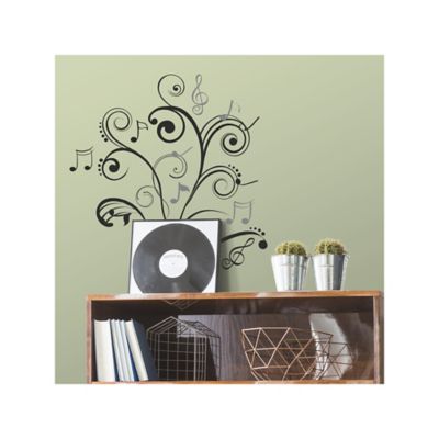 Image showing  Black Music Note Scroll Wall Decals