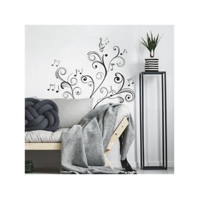 Image showing  Black Music Note Scroll Wall Decals