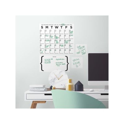 Image showing  Black & White Dry Erase Calendar Peel & Stick Giant Wall Decal Set