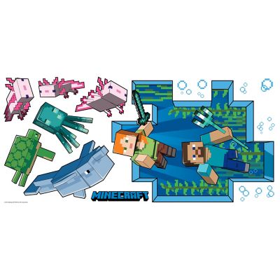 RoomMates Blue & Pink & Green Minecraft Peel & Stick Giant Wall Decal