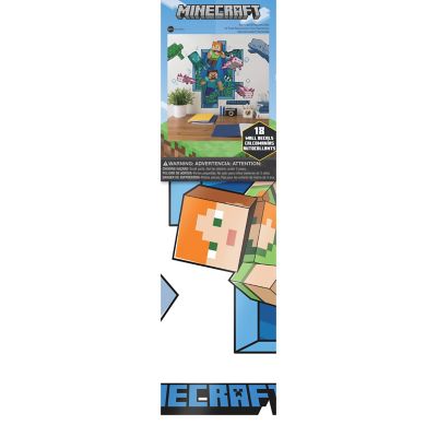 Image showing  Blue/Pink/Green Minecraft Peel and Stick Giant Wall Decal