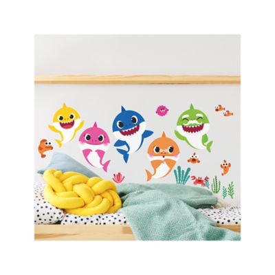 Image showing  Blue & Pink & Yellow Baby Shark Wall Decals