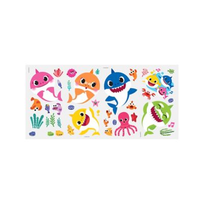 Image showing  Blue & Pink & Yellow Baby Shark Wall Decals