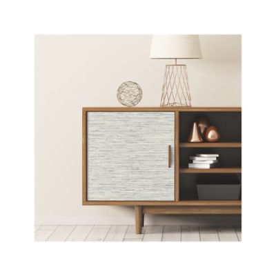 Image showing 5 th RoomMates Faux Grasscloth Peel & Stick Wallpaper, Light Grey