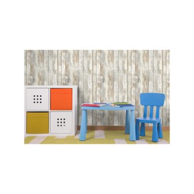 Image showing  Neutral Distressed Wood Tan Peel & Stick Wallpaper