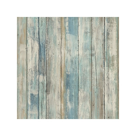RoomMates Blue Distressed Wood Blue Peel & Stick Wallpaper